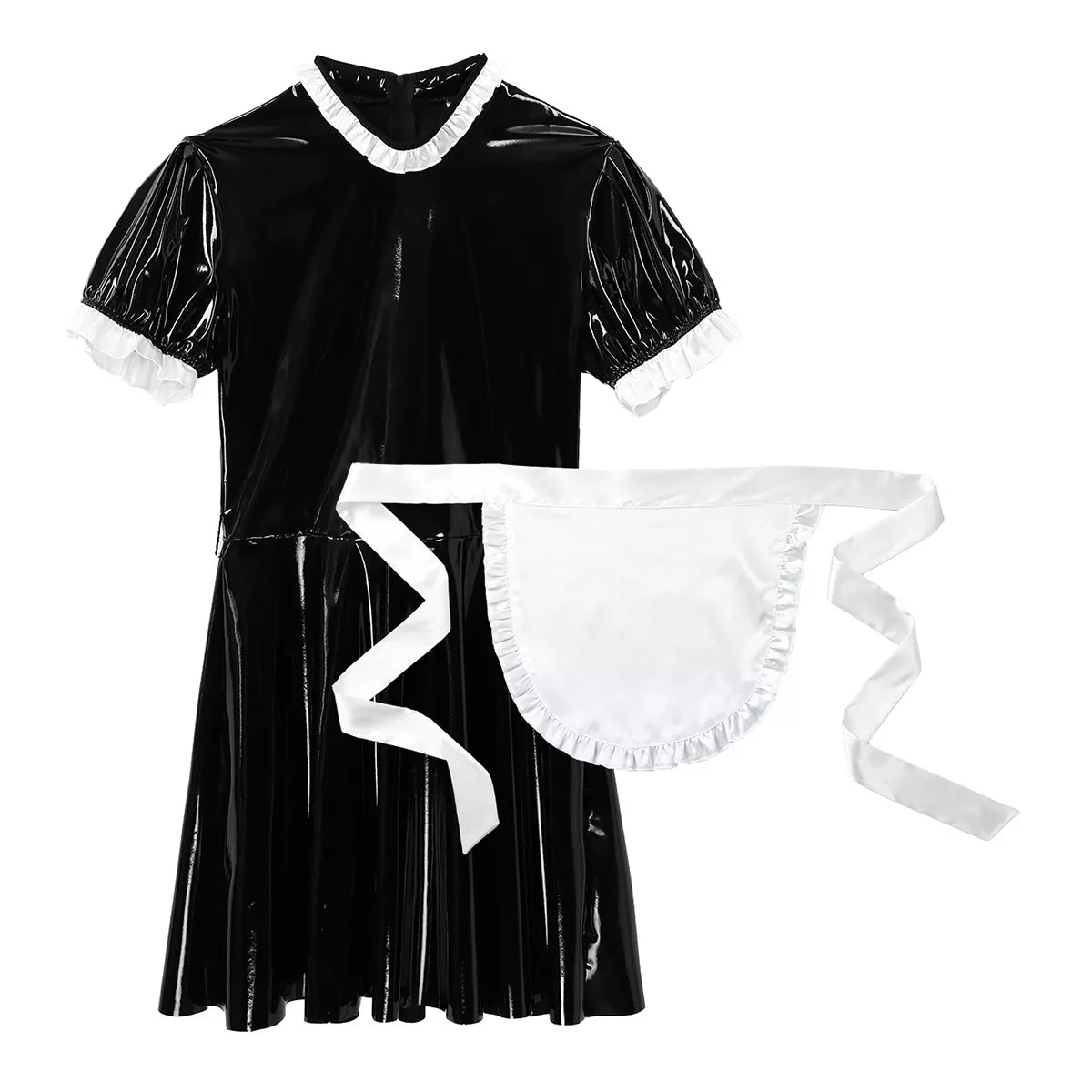Sissy maid wetlook costume