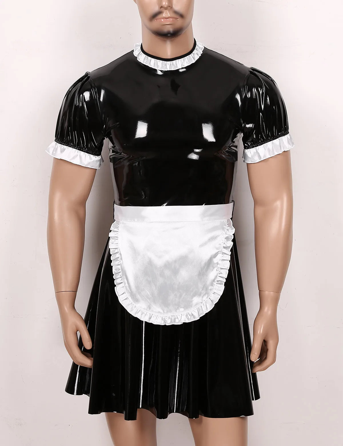 Sissy maid wetlook costume