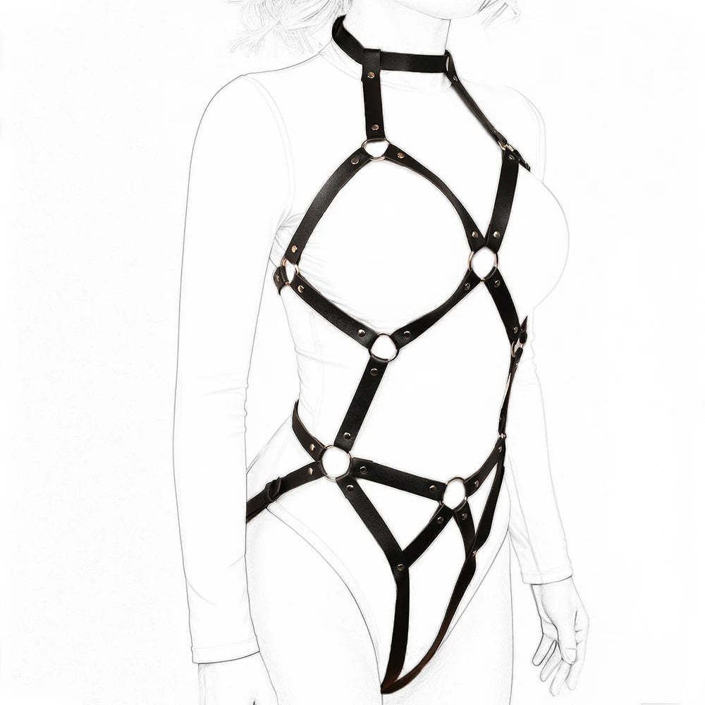 Women's BDSM Full Body Harness with Neck Strap