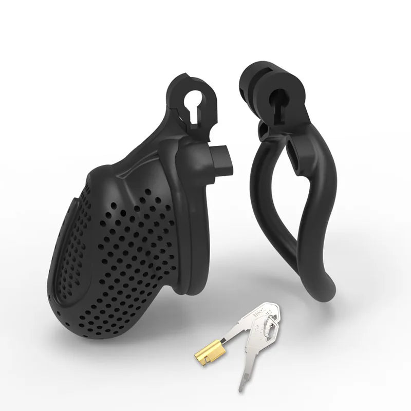 Male Chastity Device (Small Boy) with Flat Ring (Black or White)
