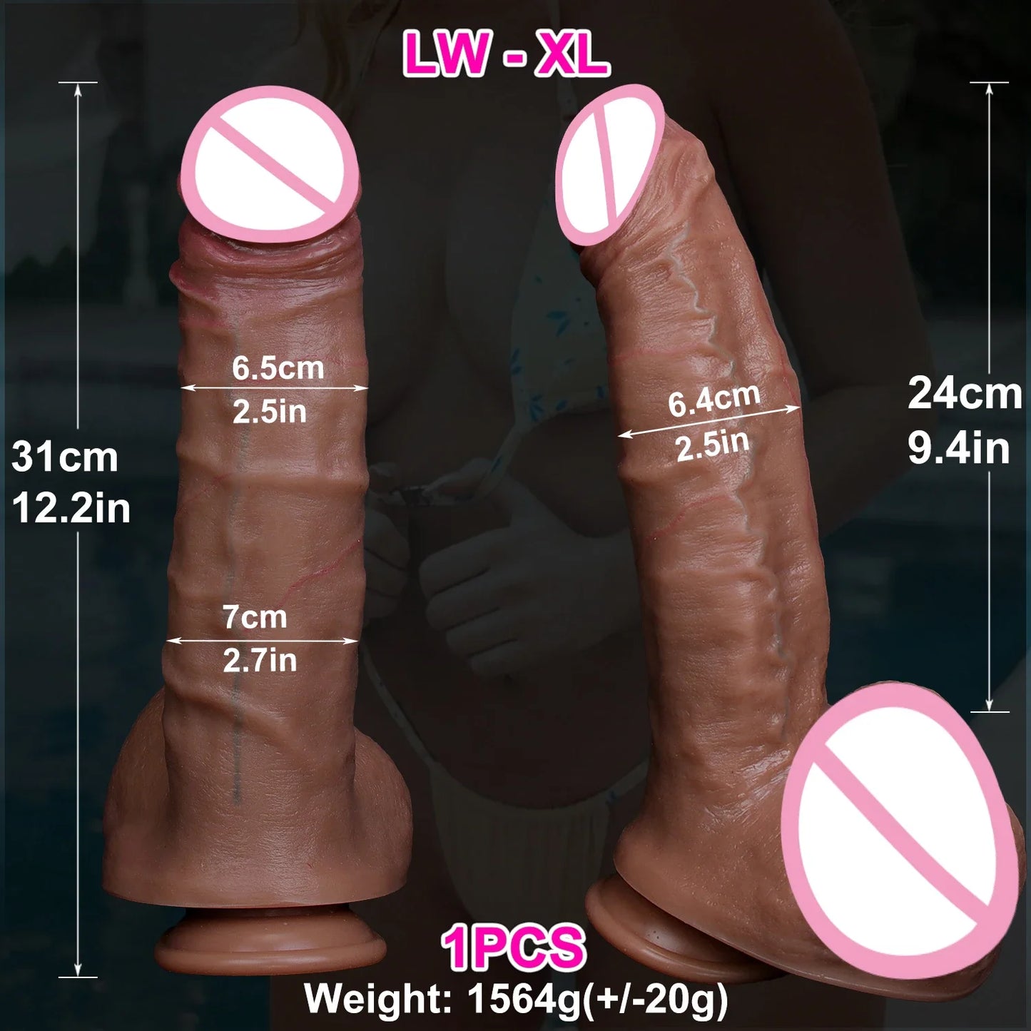 Realistic Huge Penis - Skin Feel with Veins (Suction Cup)