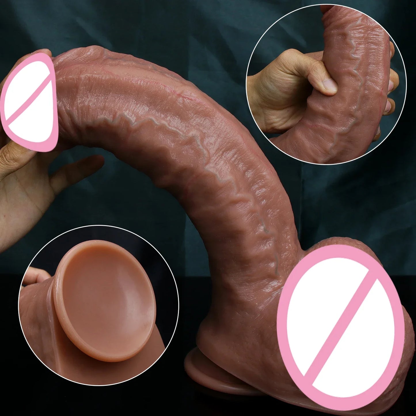 Realistic Huge Penis - Skin Feel with Veins (Suction Cup)