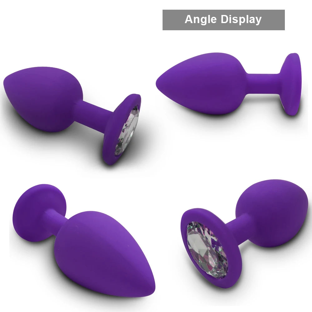 Silicon Butt Plug Set with Diamond Base (Four Colours)
