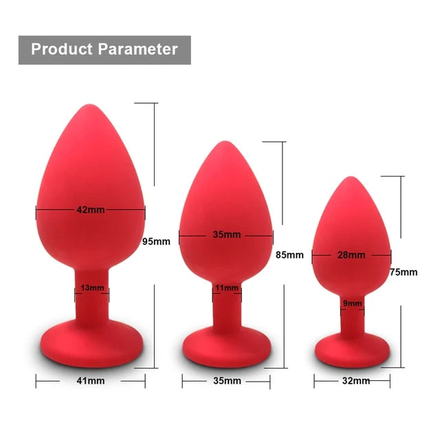 Silicon Butt Plug Set with Diamond Base (Four Colours)